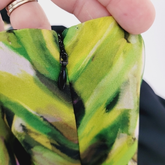 Lane Bryant Abstract Watercolor Print Open‎ Back  Peplum Cocktail Dress Size 26W - Picture 8 of 11